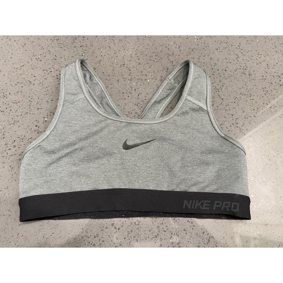 Nike Other - Nike Pro Women Sports Bra Gray Black Dri Fit Racerback Athletic Training Small